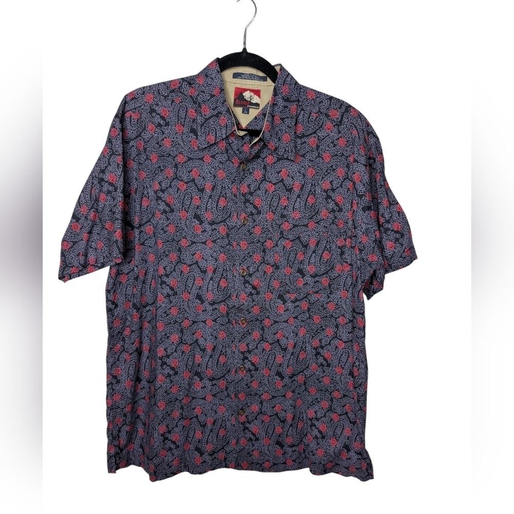Tommy Hilfiger Vintage Short Sleeve Button Down Floral Paisley Shirt sz L